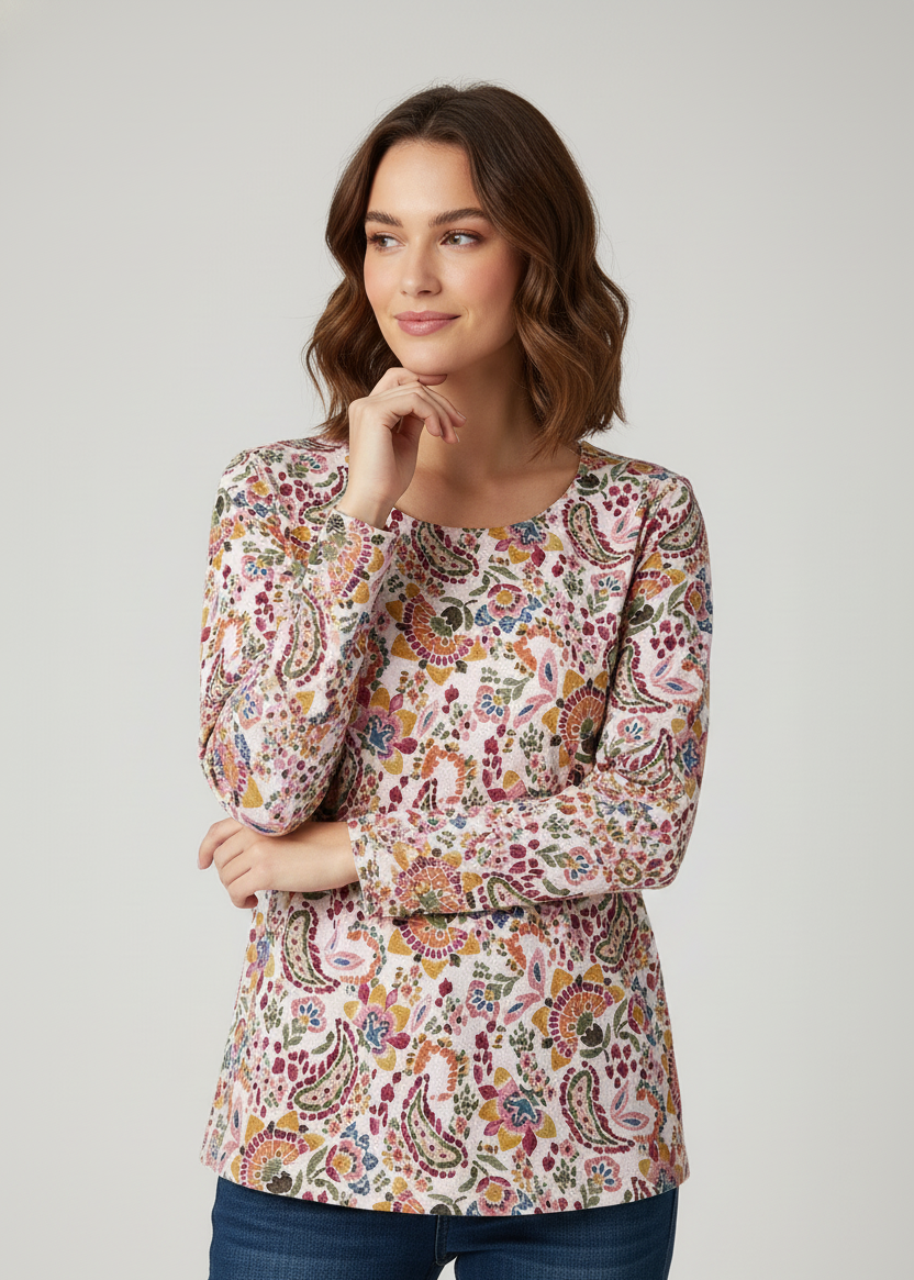 Camiseta de flores manga larga