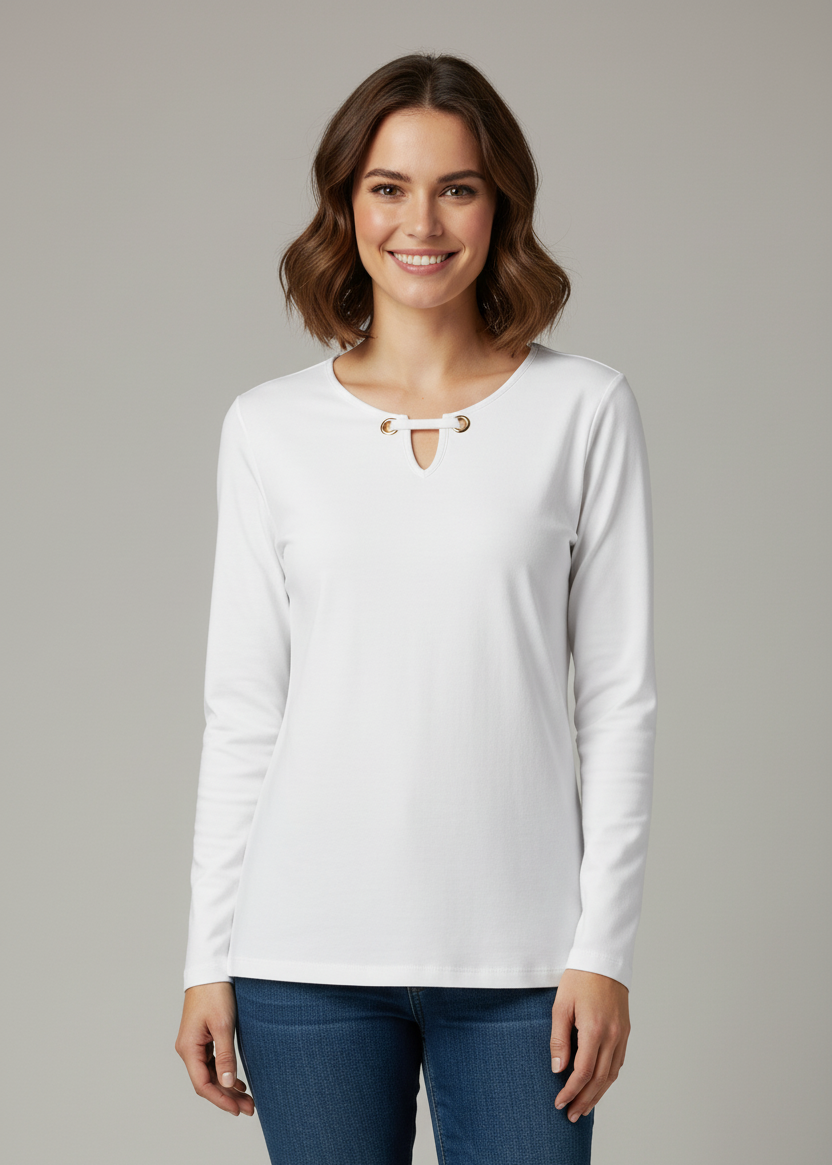 Blusa detalle cuello manga larga