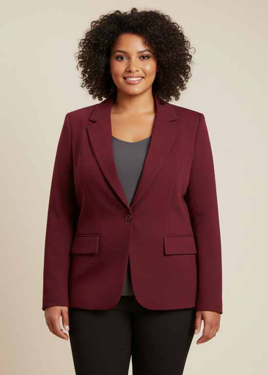 Blazer lisa con cierre de botón