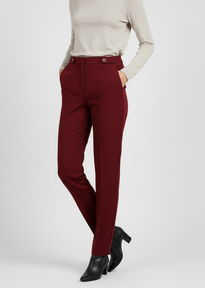 Pantalón liso con cinturilla elástica y detalle de botones