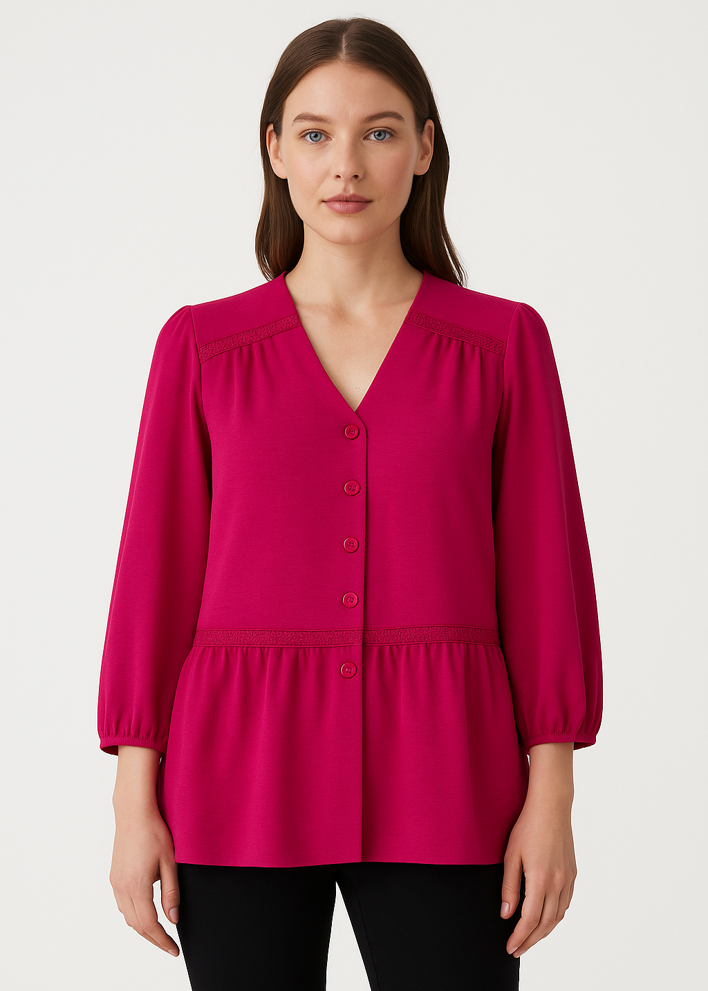 Camisa lisa con volante