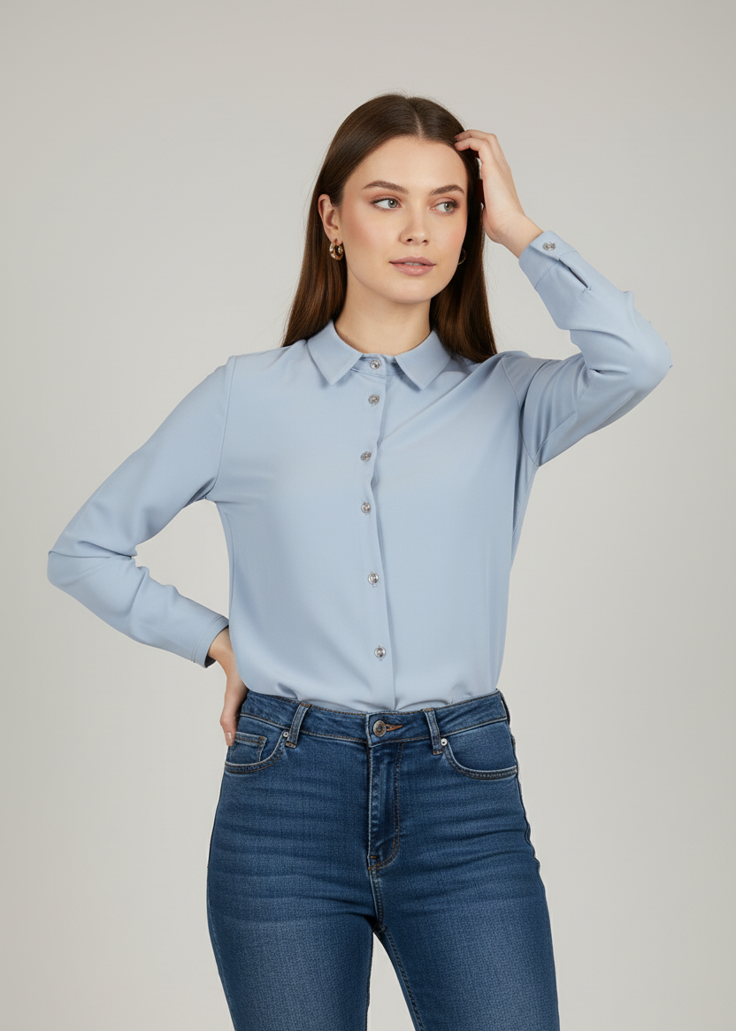Camisa lisa abotonada