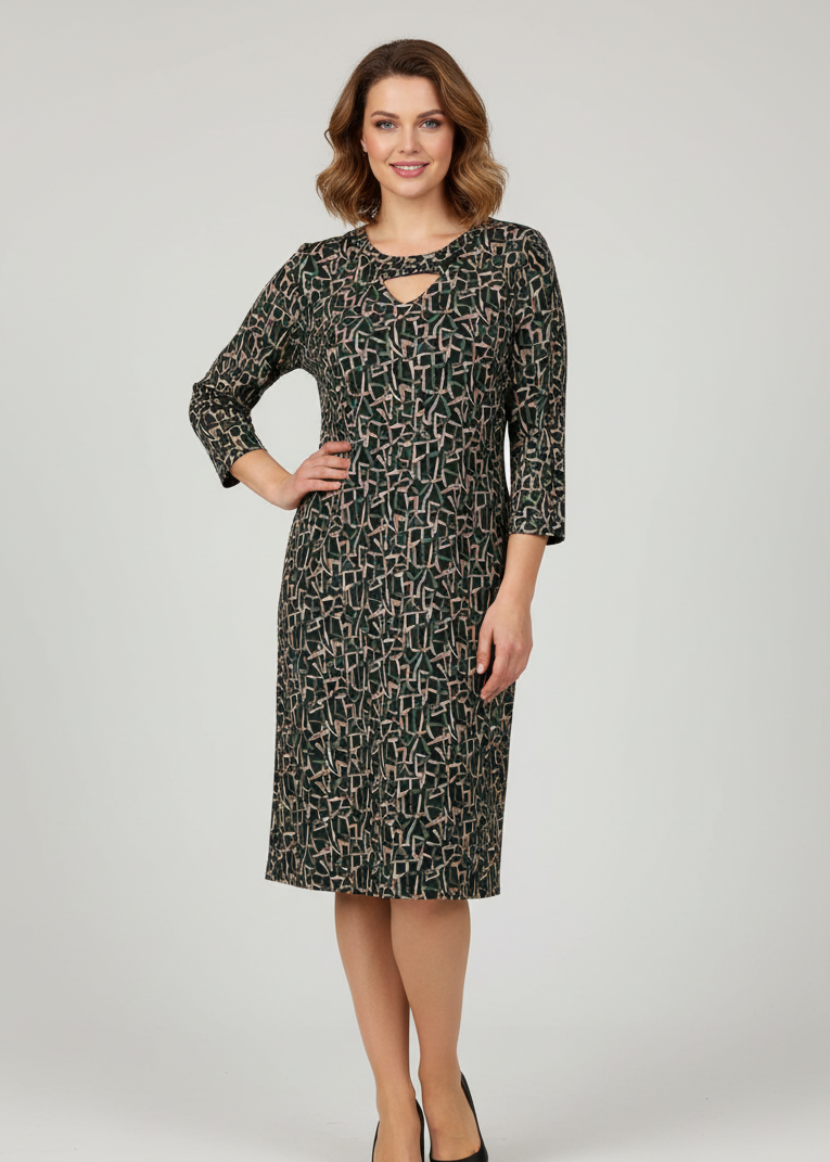 Vestido midi cuello detalle