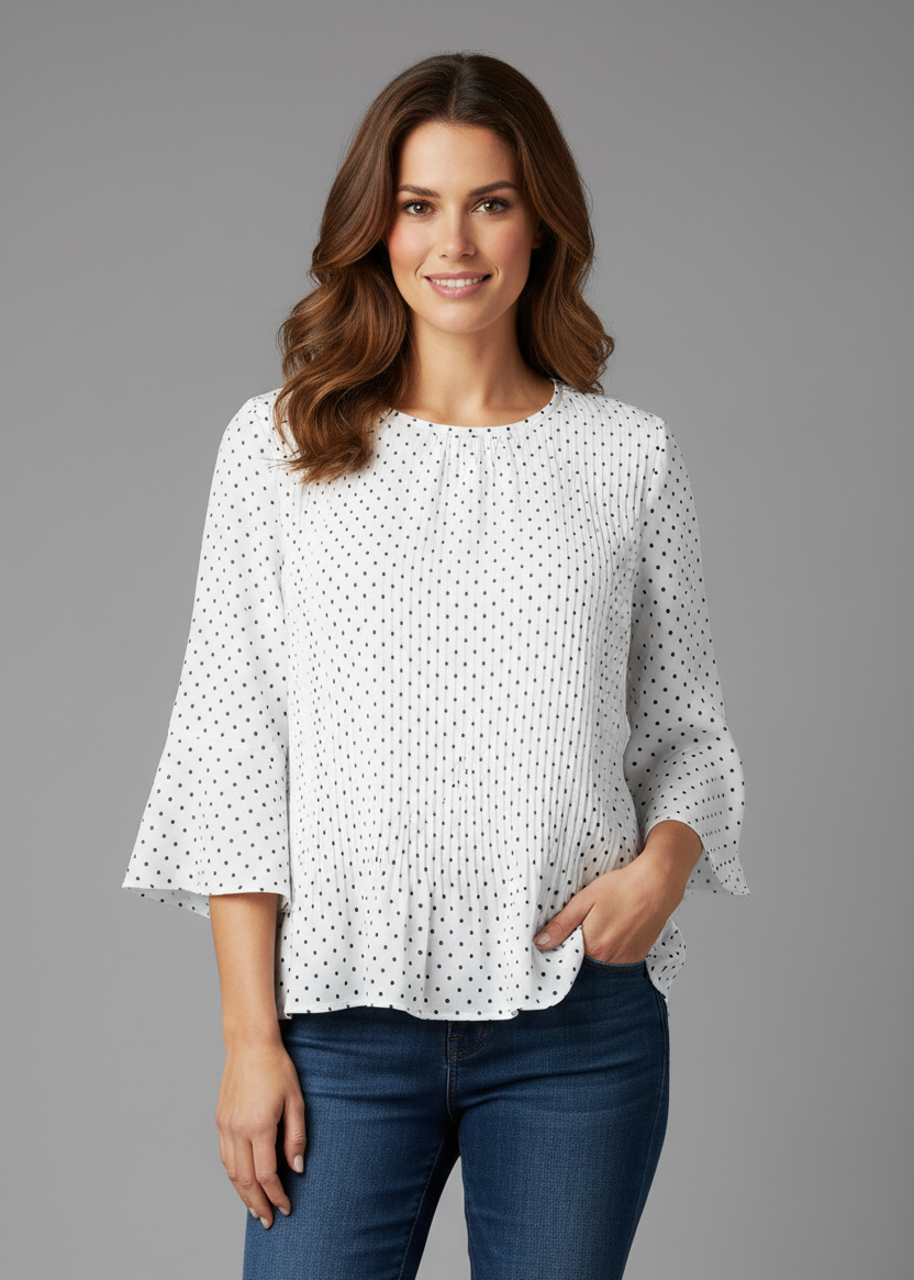 Blusa estampada plisada
