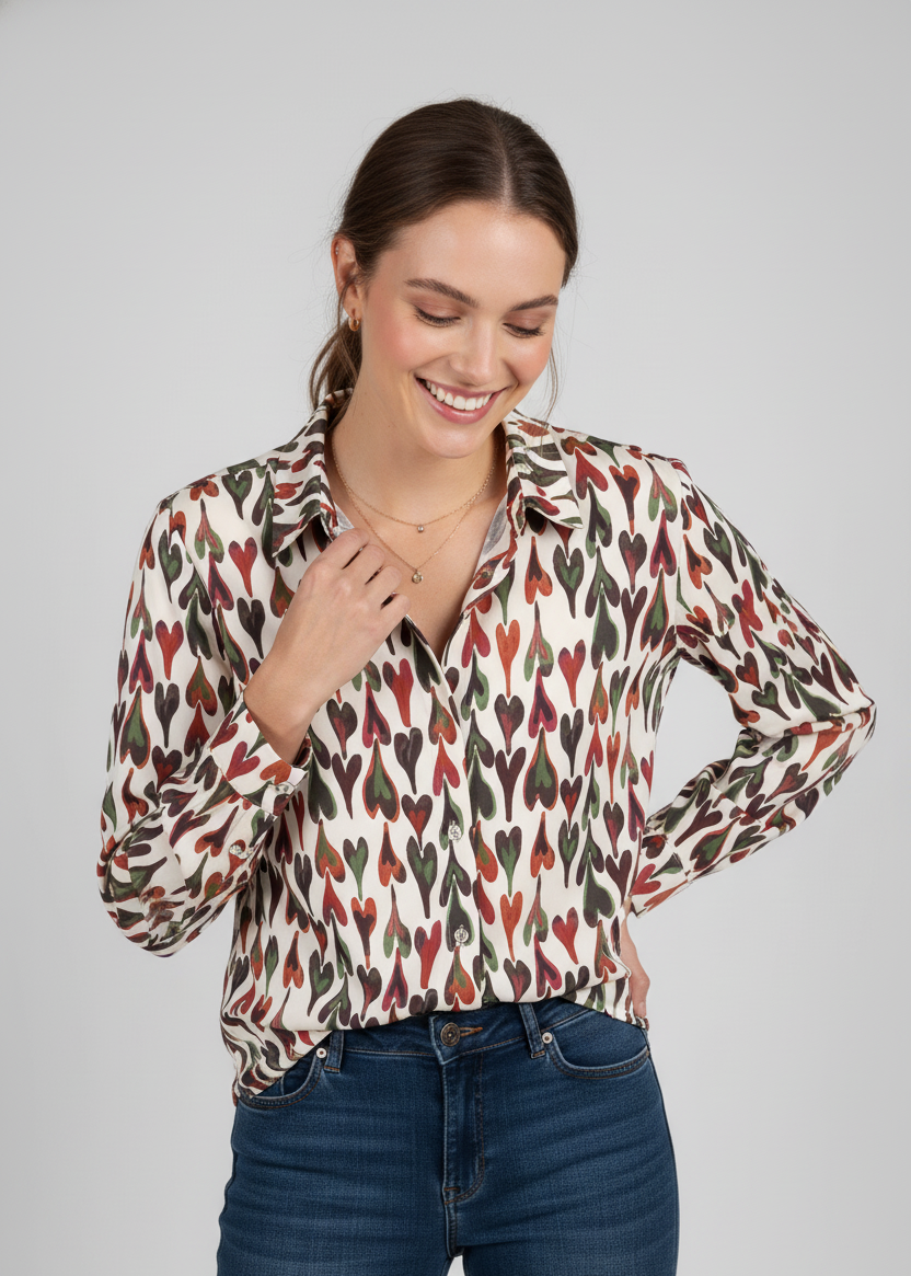 Camisa estampada de corazones
