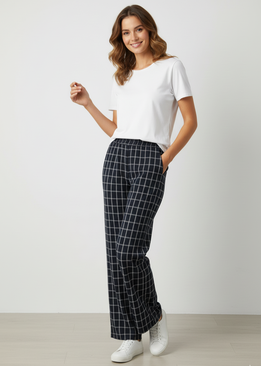Pantalón de cuadros con cinturilla de goma
