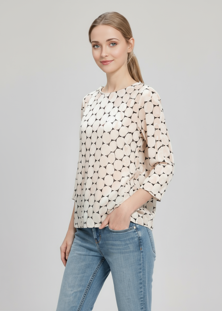 Blusa estampado círculos piedra