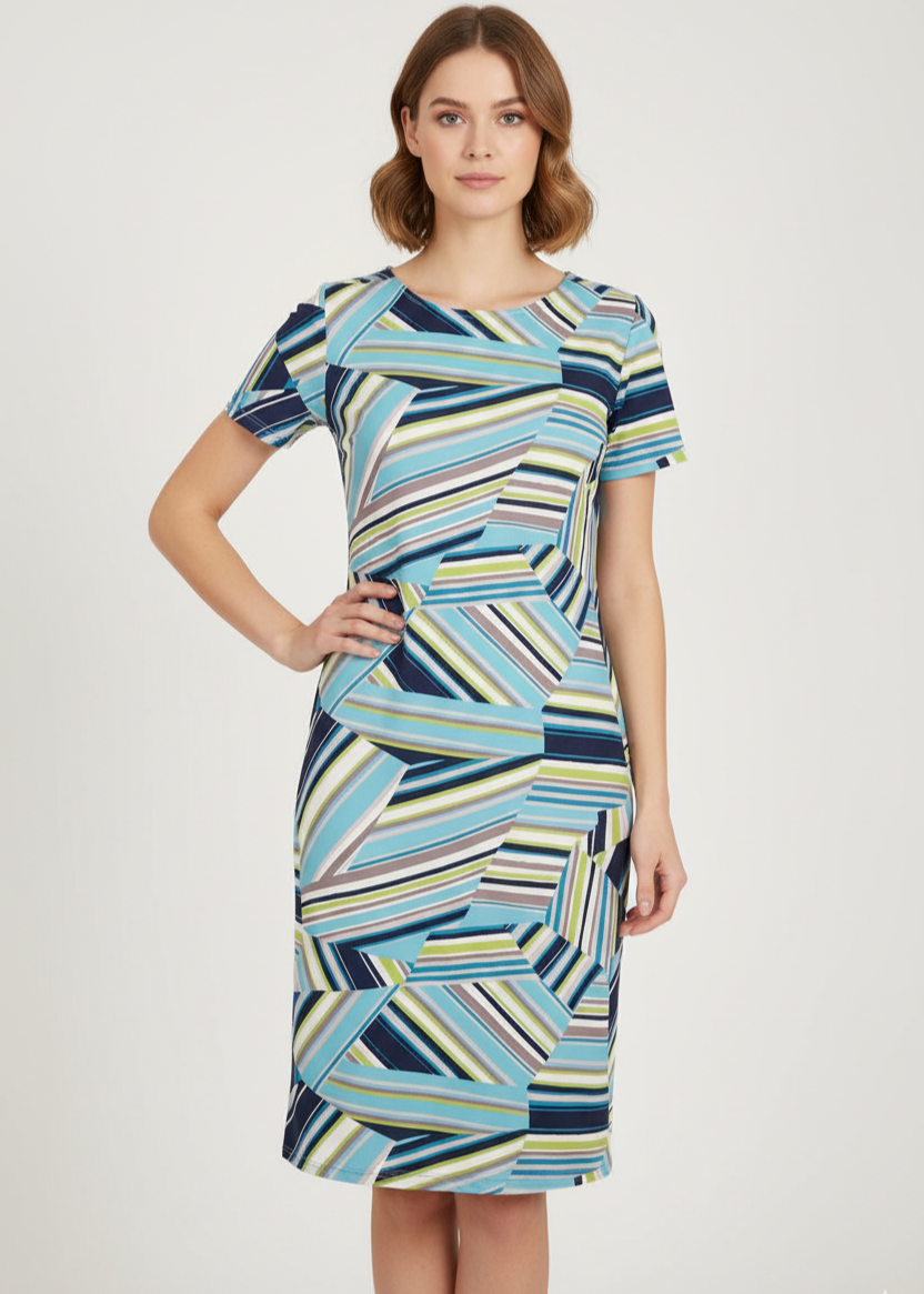 Vestido estampado manga corta