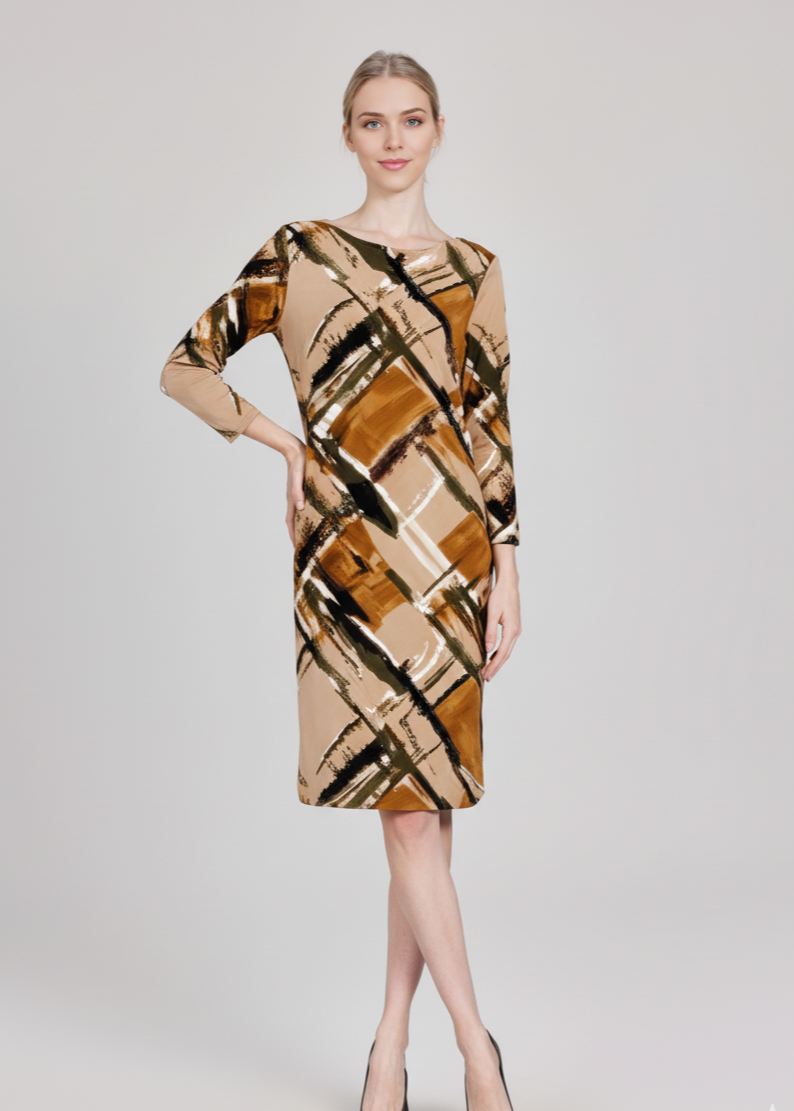 Vestido midi estampado manga 3/4