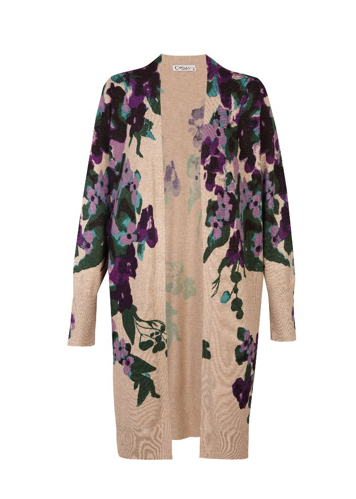 Chaqueta larga con diseño floral