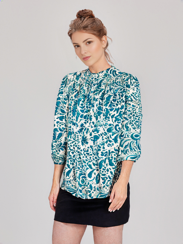 Blusa floral manga larga