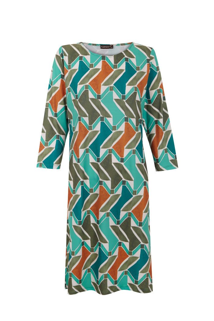 Vestido geométrico de manga larga