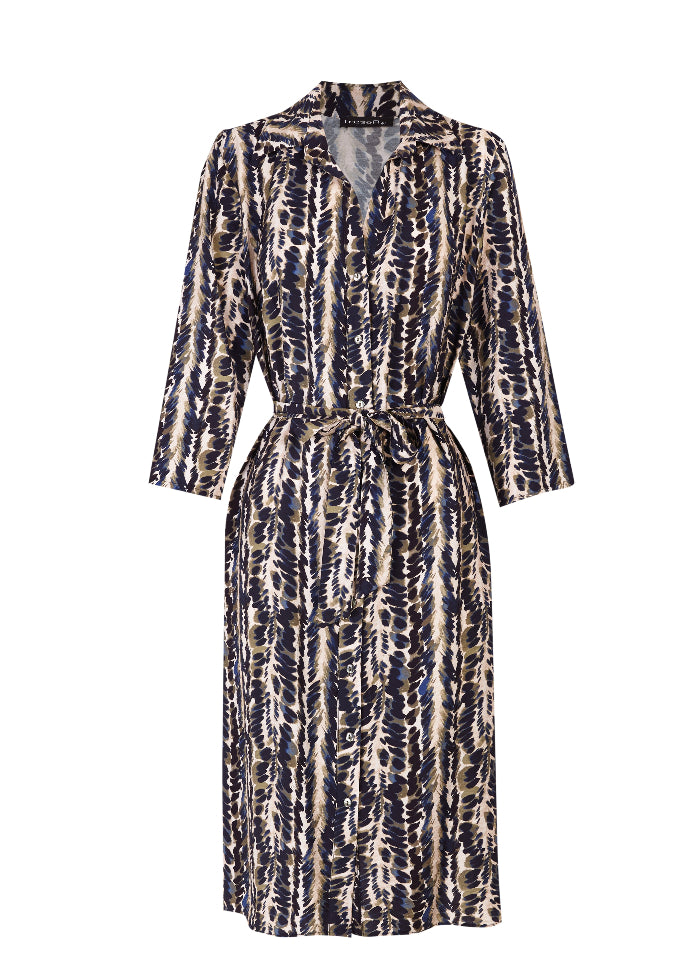 Vestido camisero con estampado de espiga