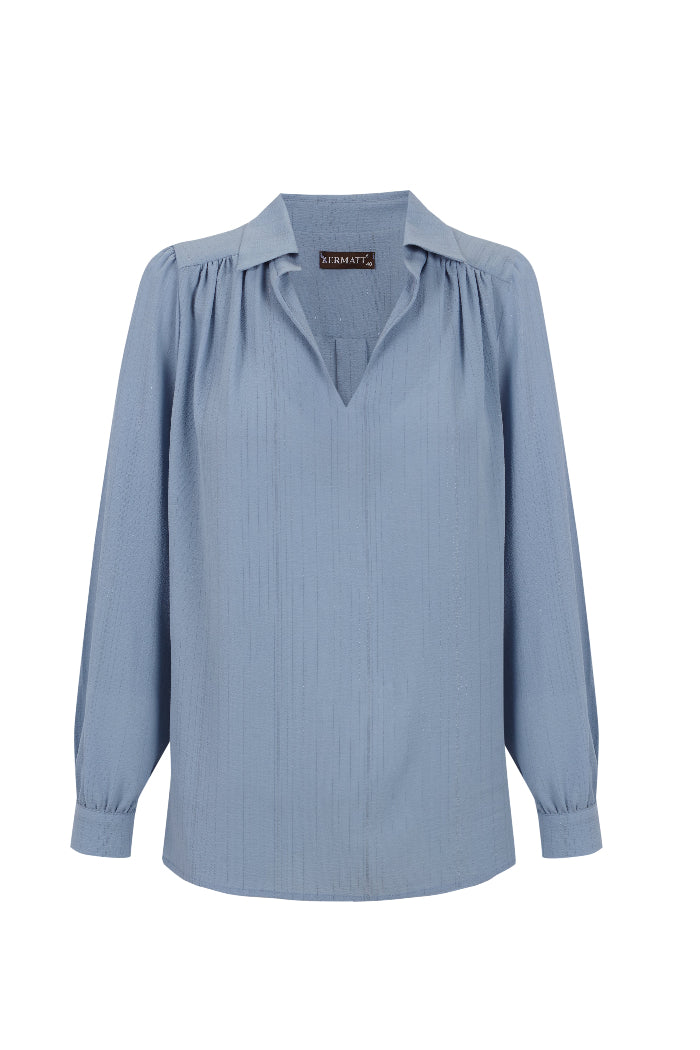 Blusa de manga larga con cuello en V