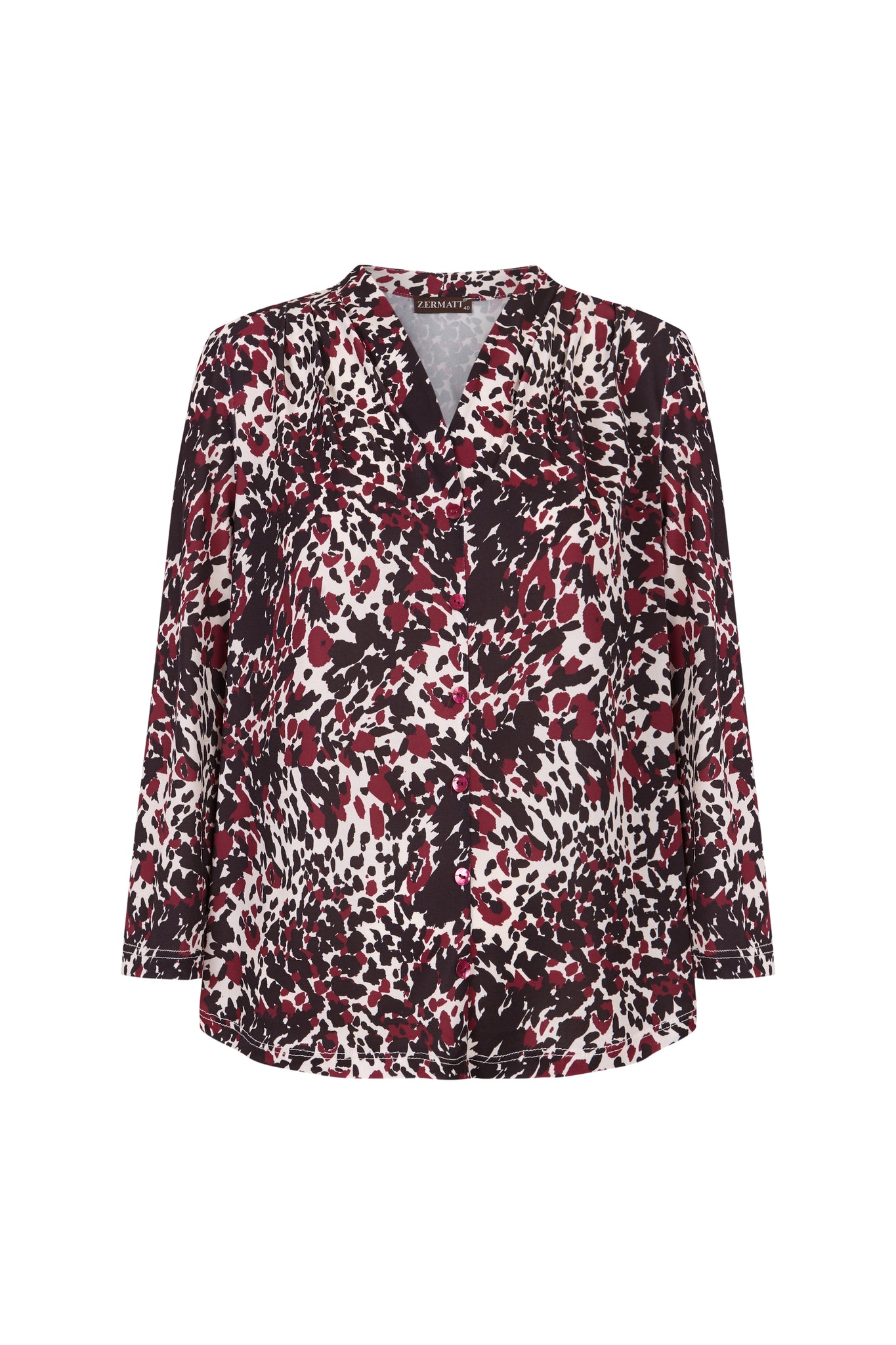 Blusa estampada con falso abotonado