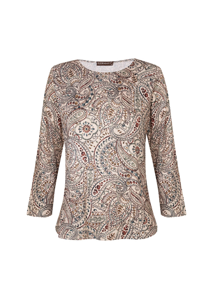 Camiseta con estampado floral y cachemir