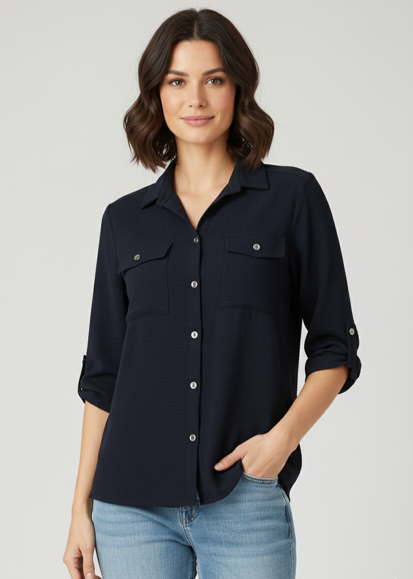 Camisa abotonada con botón en manga
