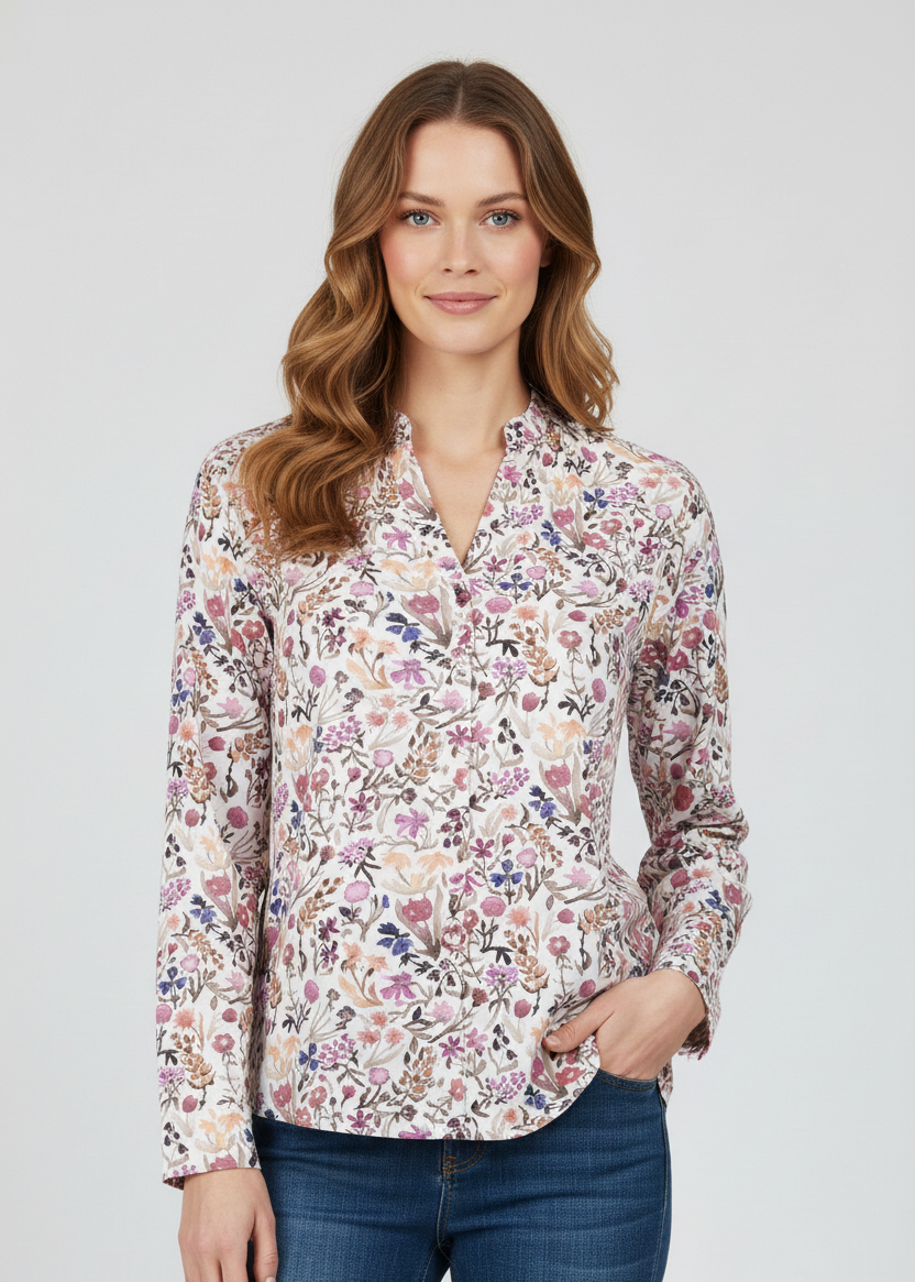 Blusa de manga larga con estampado floral