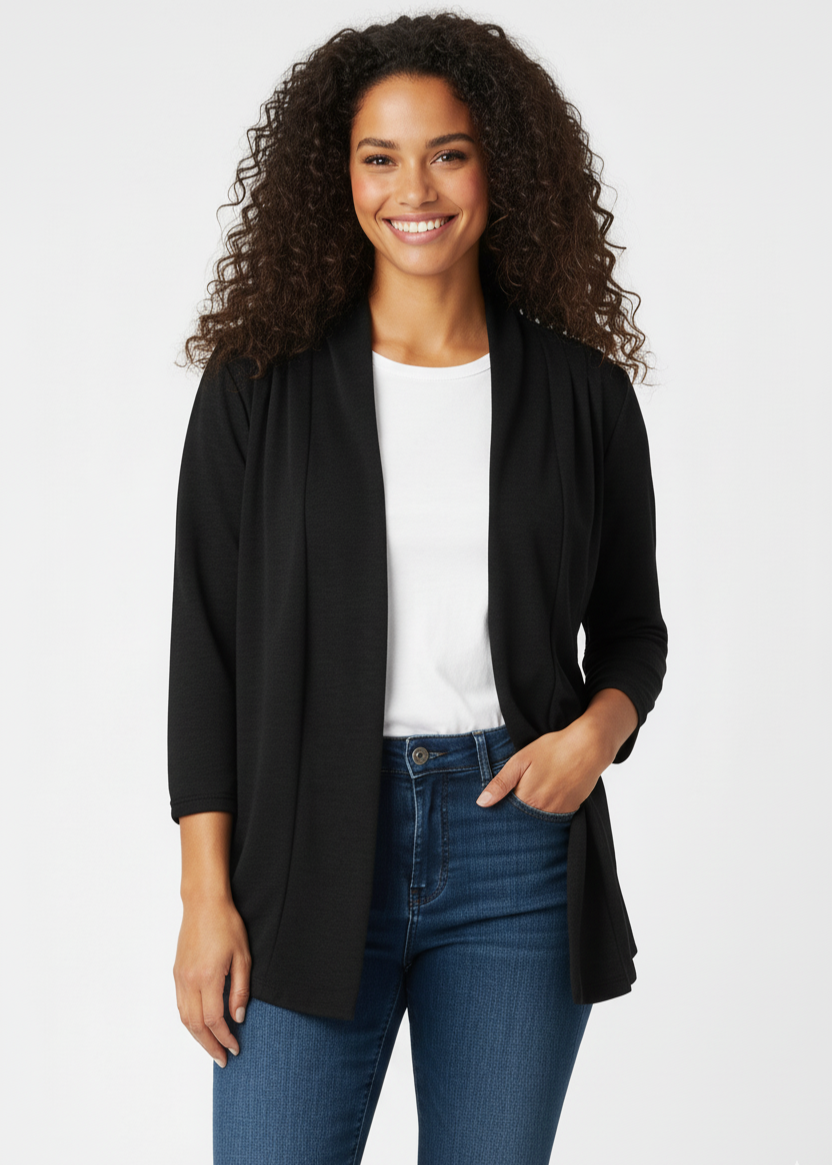 Chaqueta básica lisa abierta