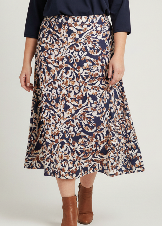 Falda midi estampada flores