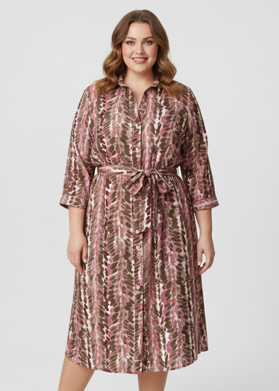 Vestido camisero con estampado de espiga