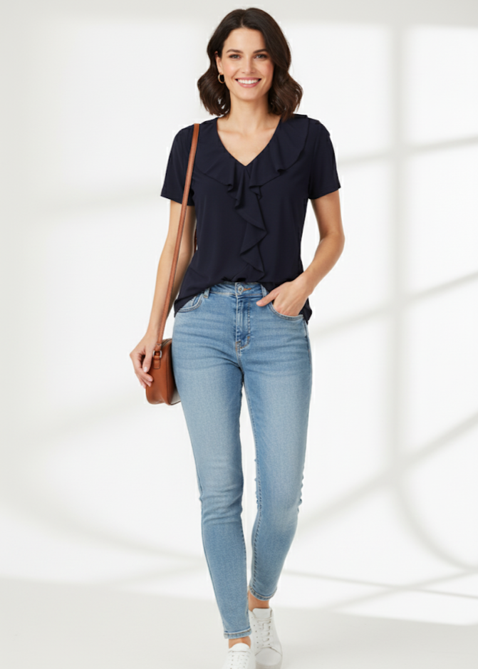 Camiseta lisa con volantes